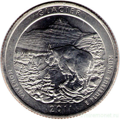 Монета 25 центов 2011 г. Парк США.  Национальный парк Глейшер. Монтана.